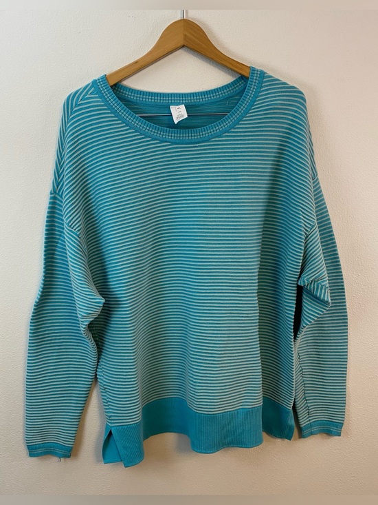 Livi Sweaters - Livi Blue Striped Crewneck Sweater Pullover Womens 14/16